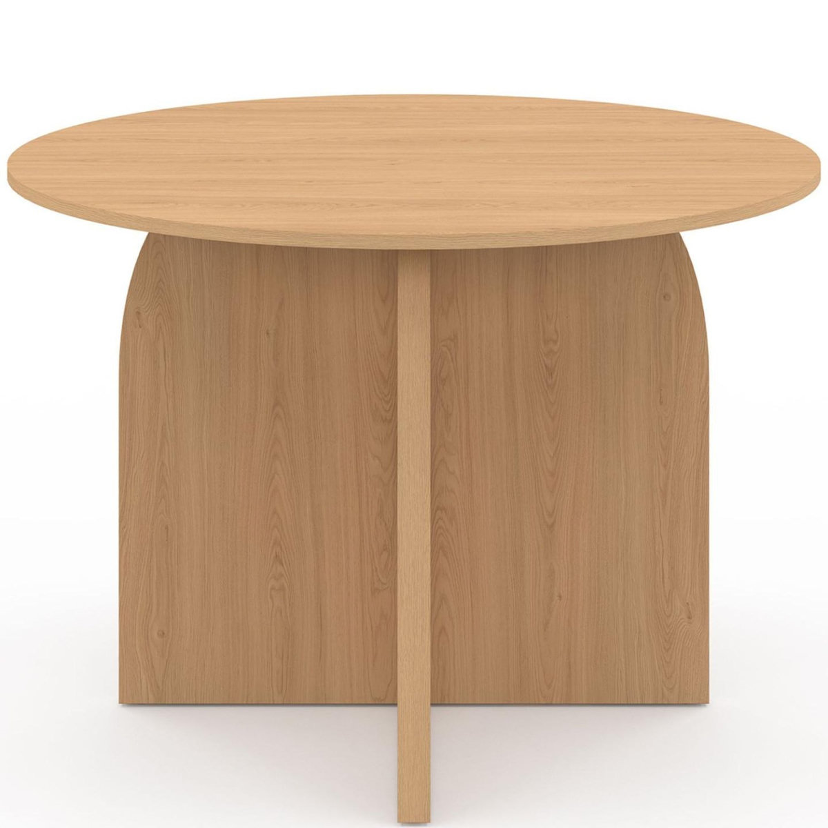 ID MARKET Table à manger fixe ronde ABY 6 personnes bois effet hêtre 110 cm