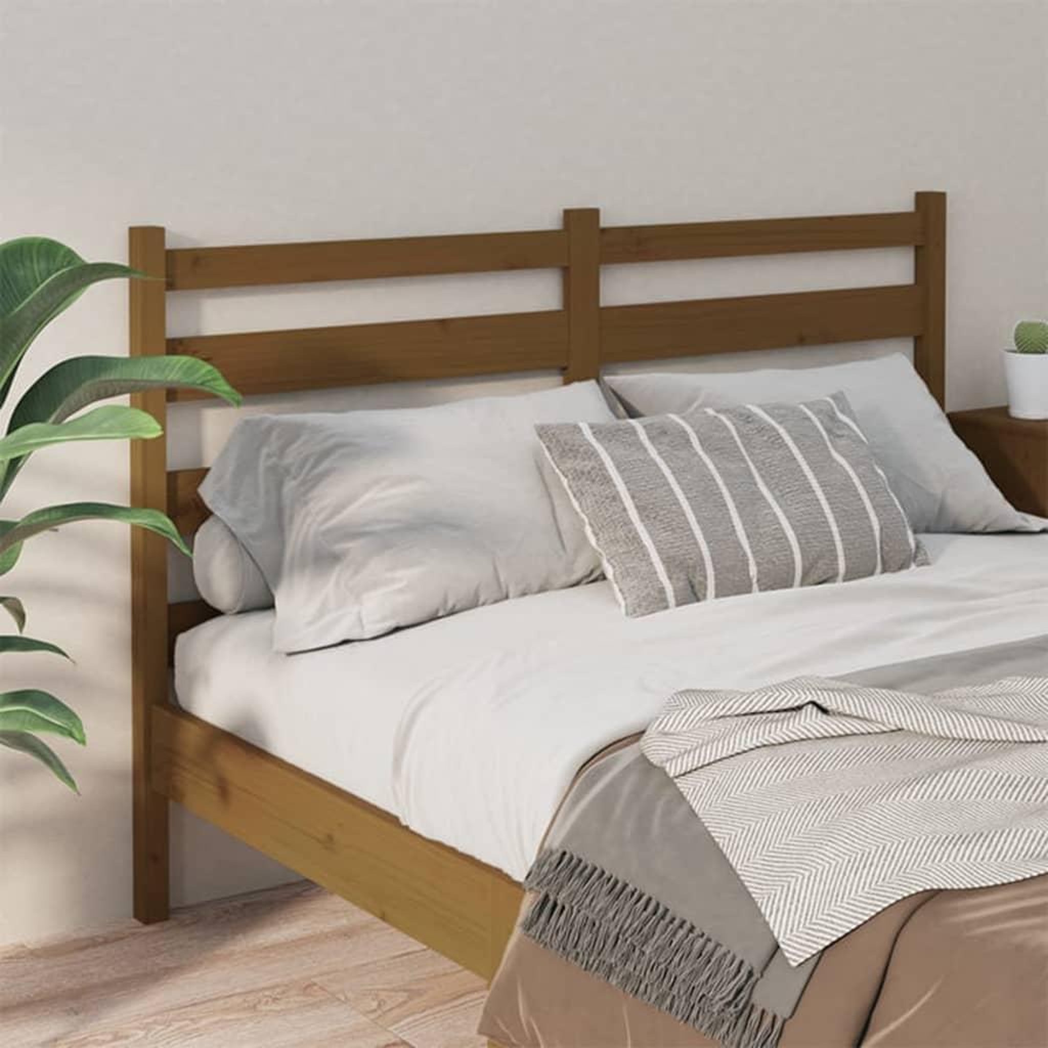 Voir la diapositive 3 : VIDAXL Tete de lit Marron miel 146x4x100 cm Bois massif de pin