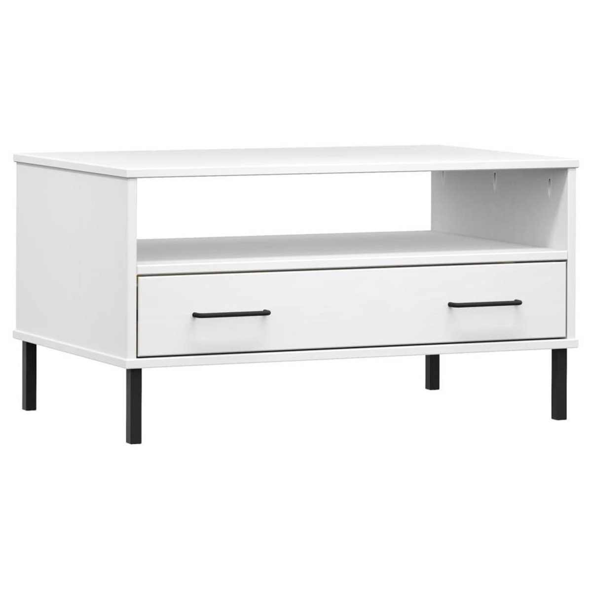 VIDAXL Table basse avec pieds en metal Blanc 85x50x45 cm Bois OSLO