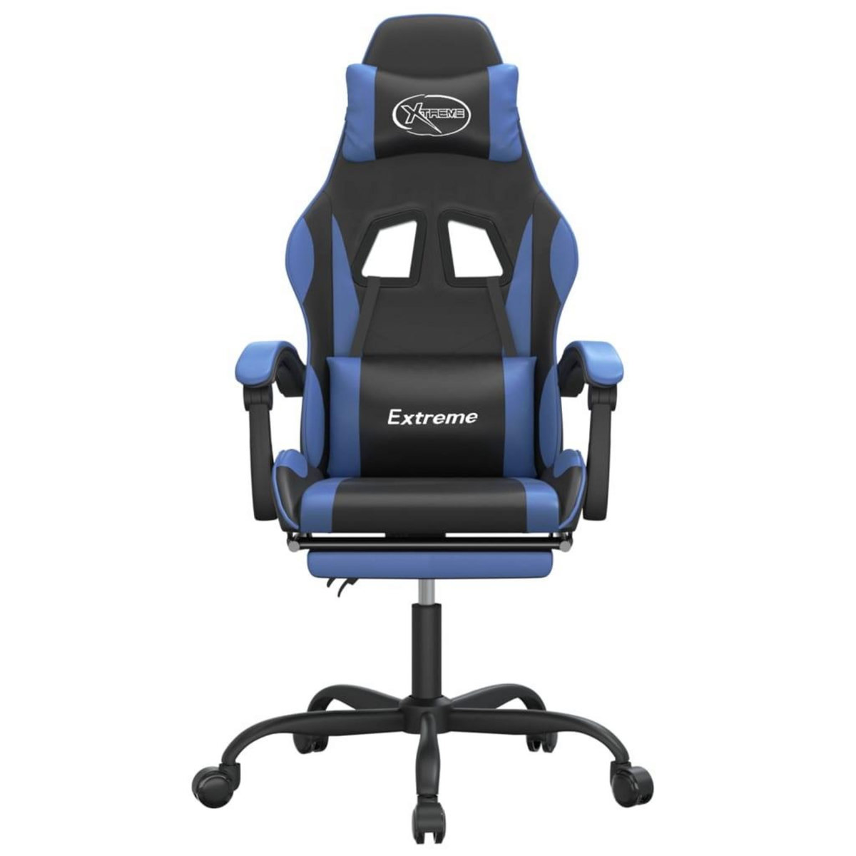VIDAXL Chaise de jeu pivotante et repose-pied Noir et bleu Similicuir