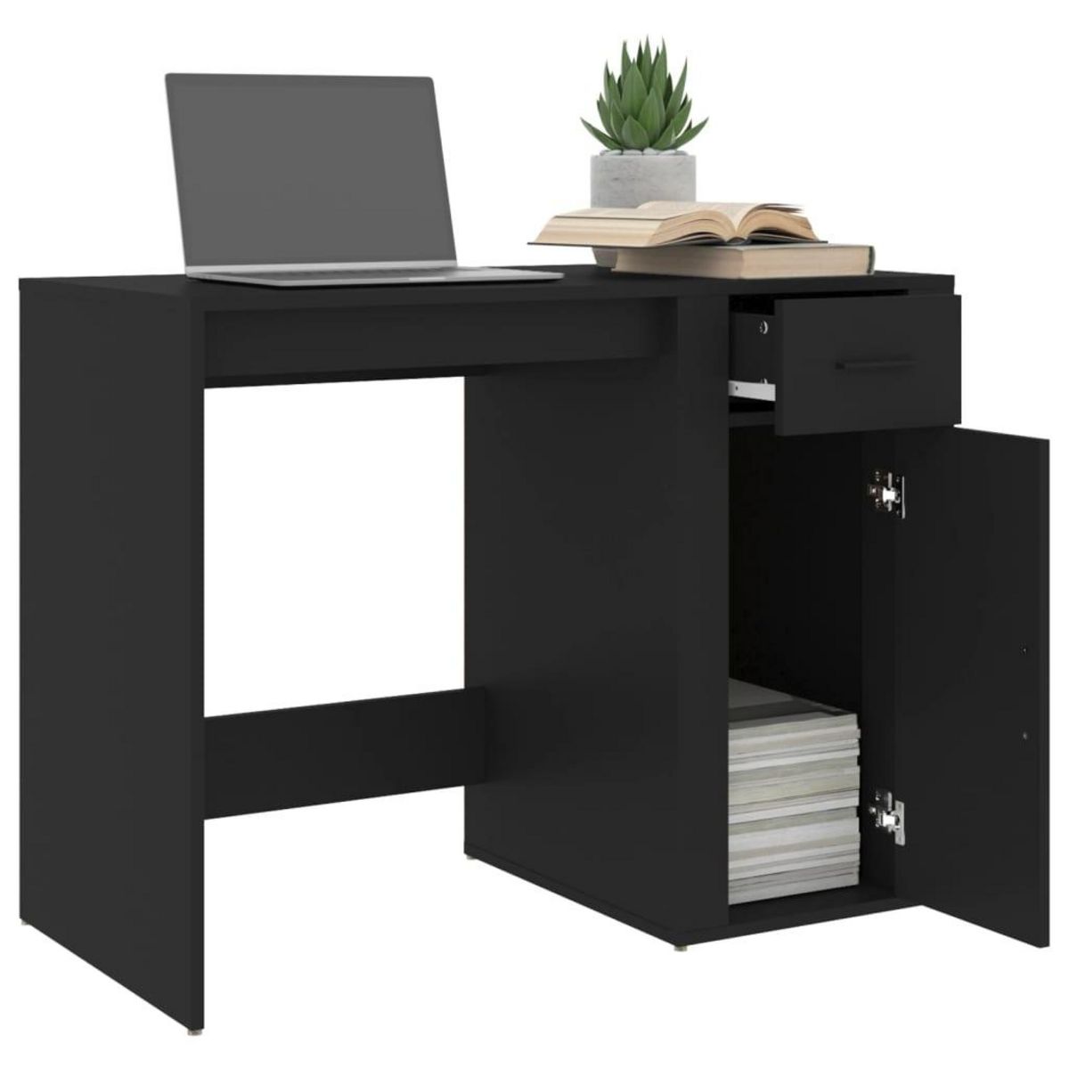 VIDAXL Bureau Noir 100x49x75 cm Bois d'ingenierie