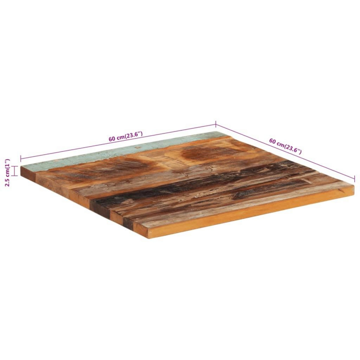 VIDAXL Dessus de table carre 60x60 cm 25-27 mm Bois de recuperation