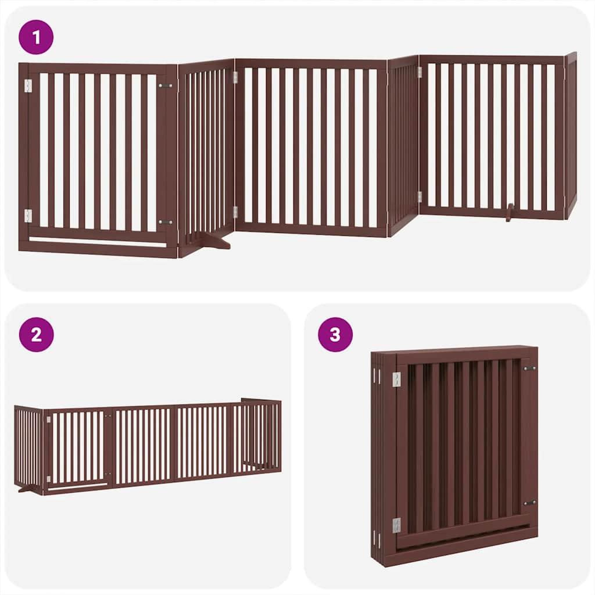 Voir la diapositive 5 : VIDAXL Barriere pour chien avec porte pliable 6 panneaux bois peuplier