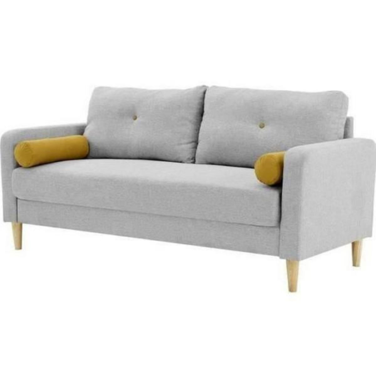 MARKET24 Canapé 3 places + 2 coussins - Tissu Gris clair - L 175 x P 80 x H 85 cm - COPENHAGUE