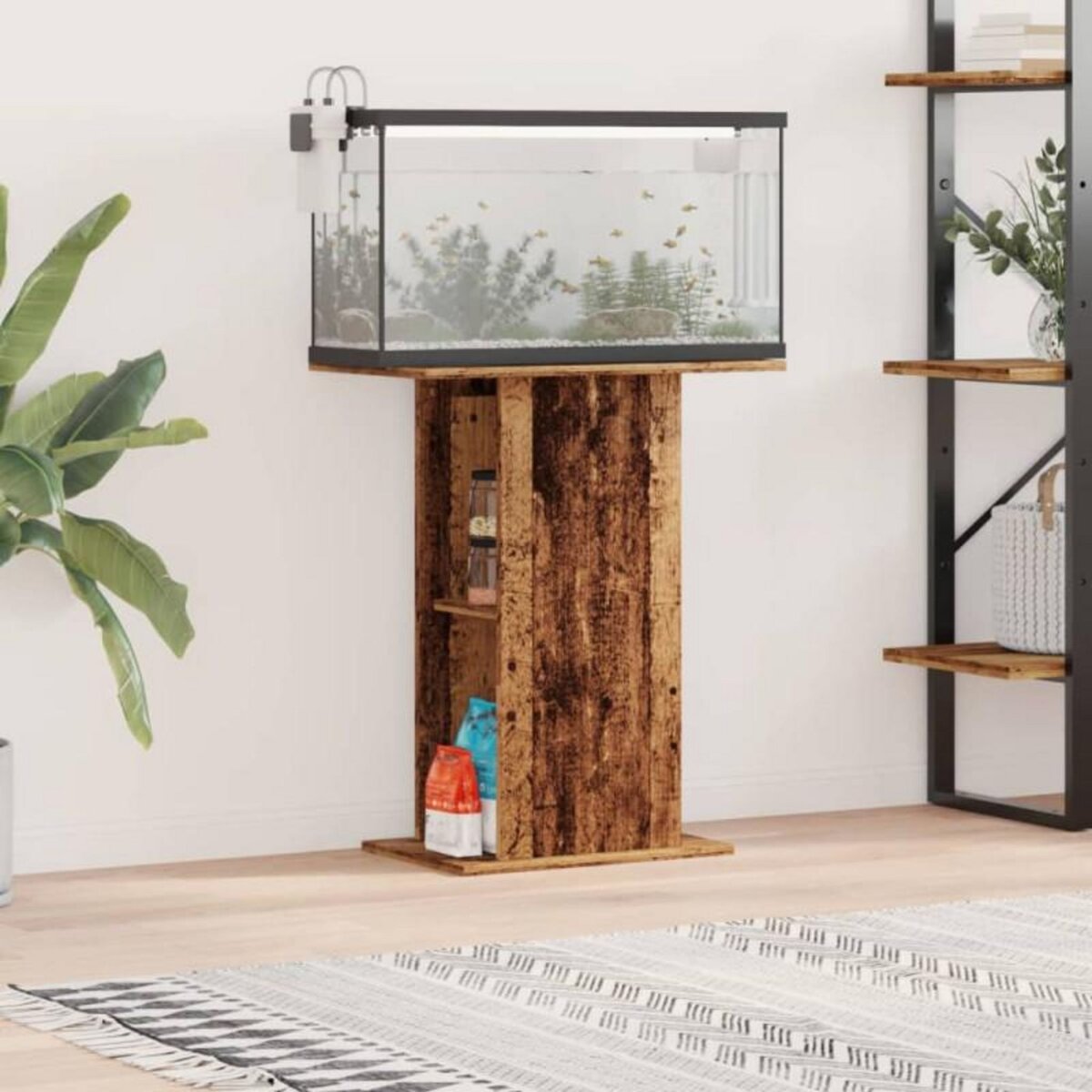 VIDAXL Support d aquarium vieux bois 36x60,5x72,5 cm bois d ingénierie