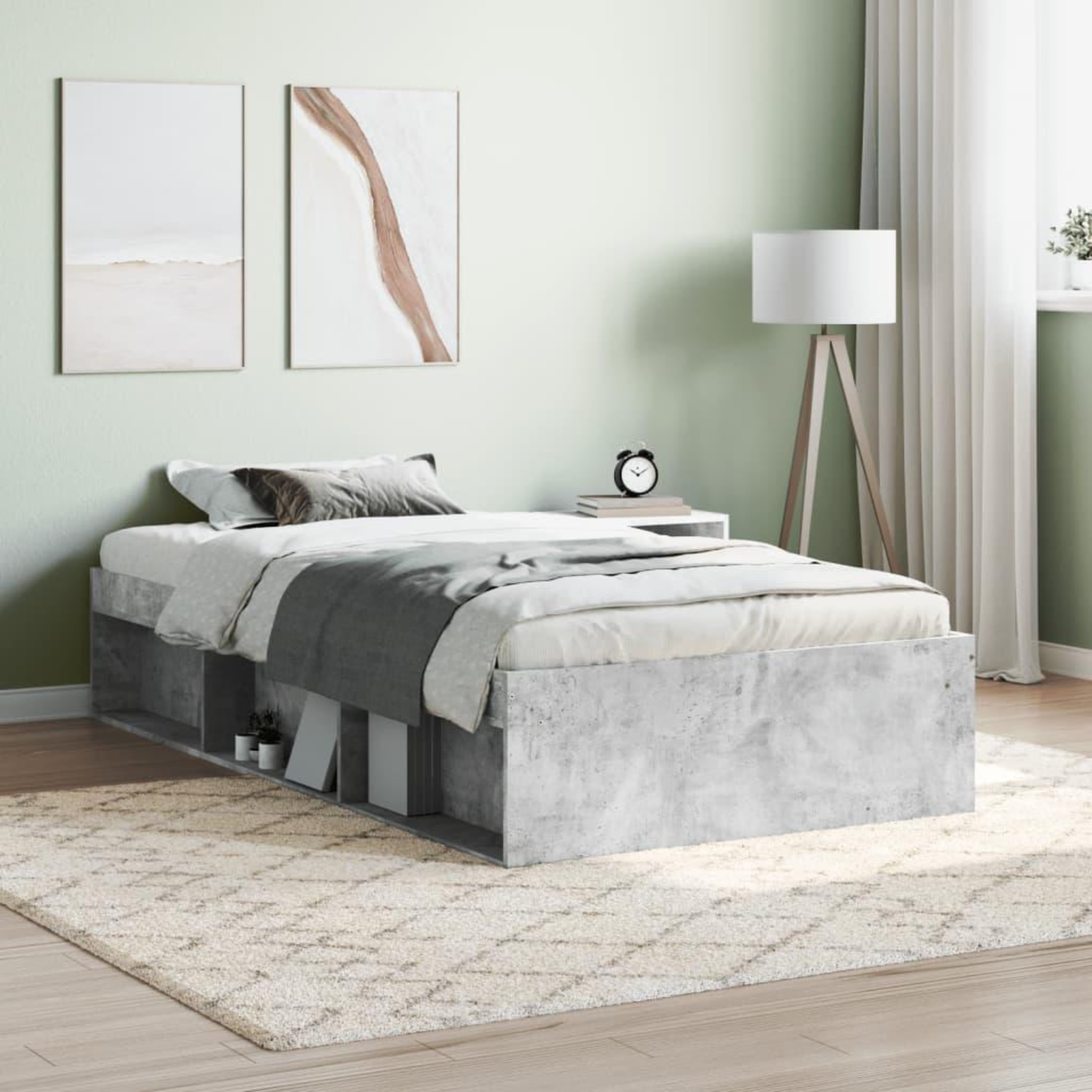 VIDAXL Cadre de lit sans matelas gris beton 90x190 cm