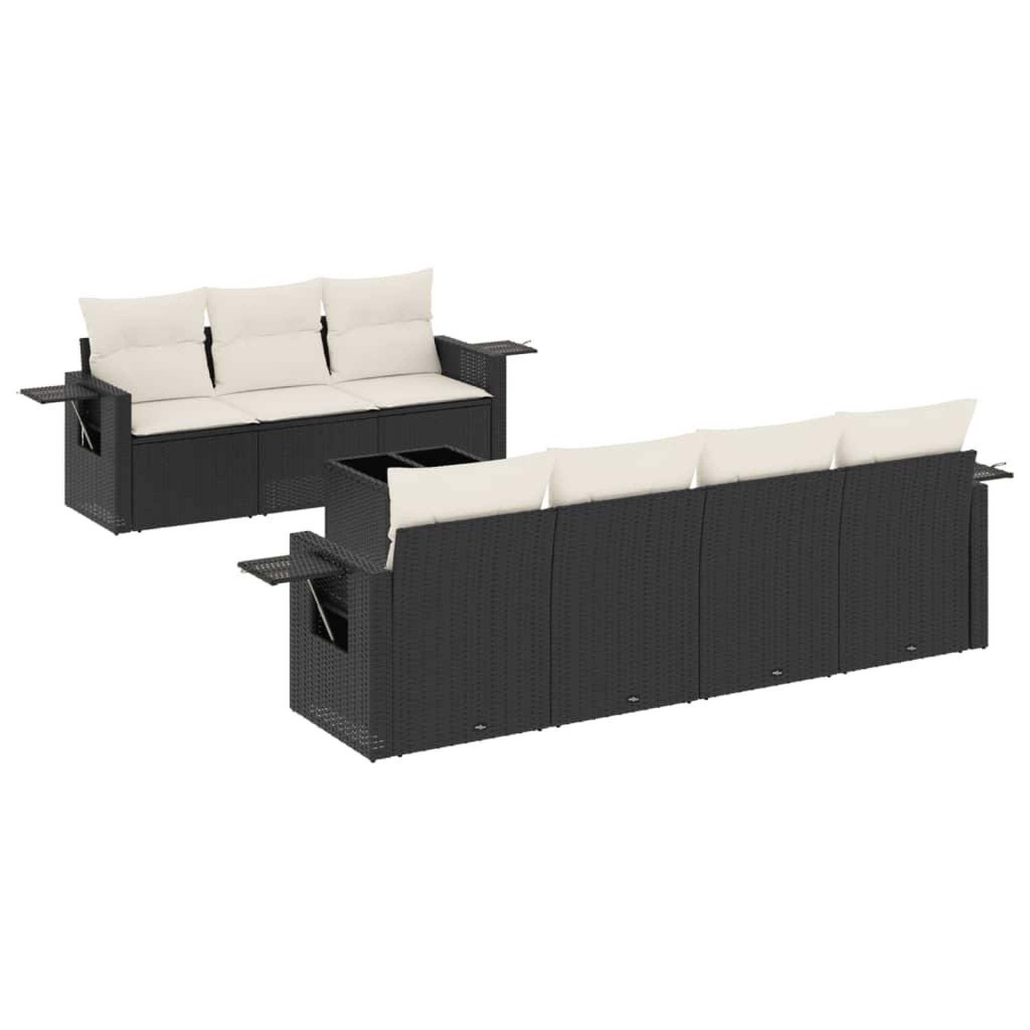 Voir la diapositive 2 : VIDAXL Salon de jardin 8 pcs avec coussins noir resine tressee