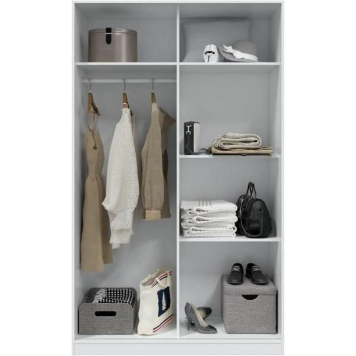 MARKET24 Armoire TOP - Décor blanc artik et blanc vehlo - 2 Portes coulissantes - L200 x H120 x P50 cm