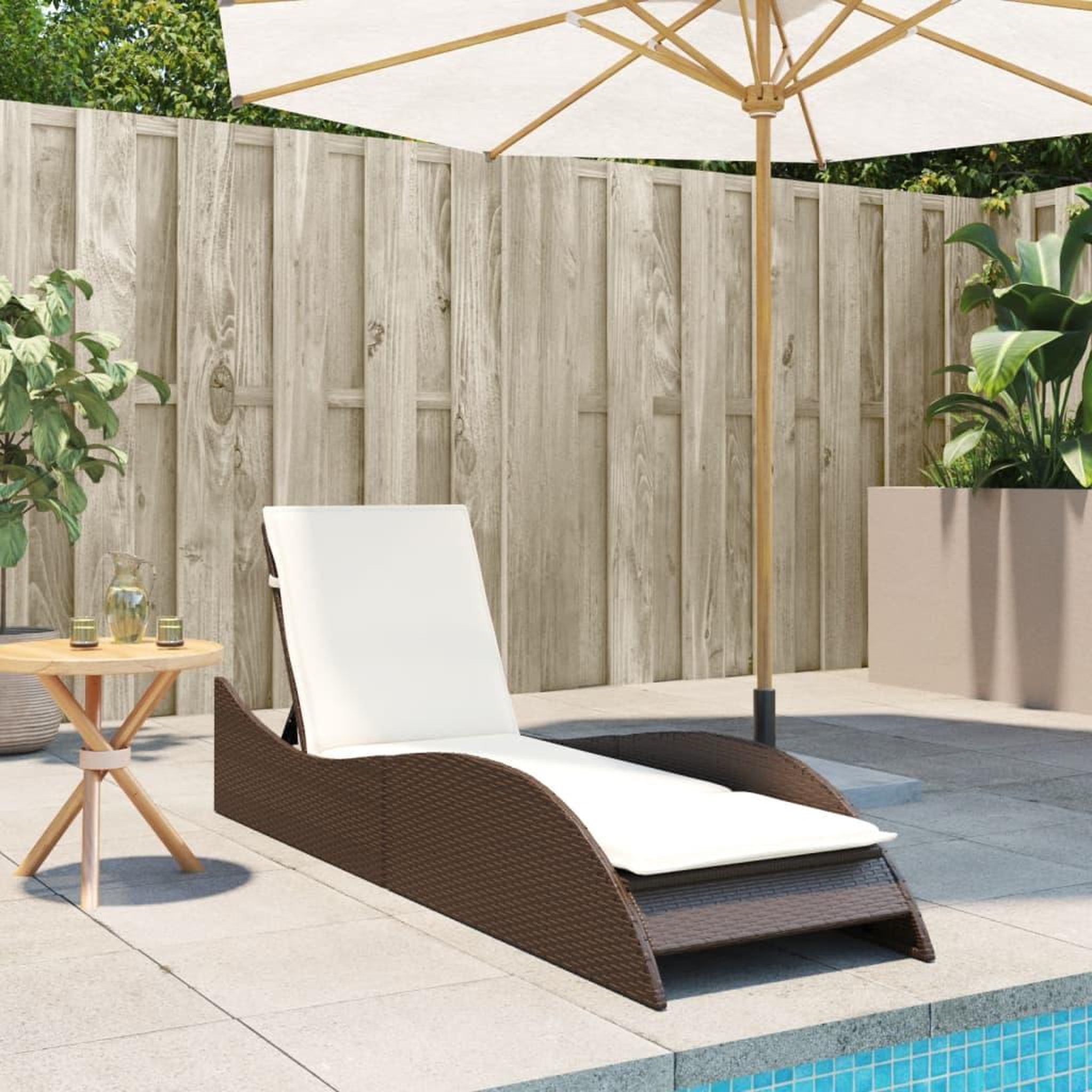 Voir la diapositive 3 : VIDAXL Chaise longue avec coussin marron 60x205x73 cm resine tressee