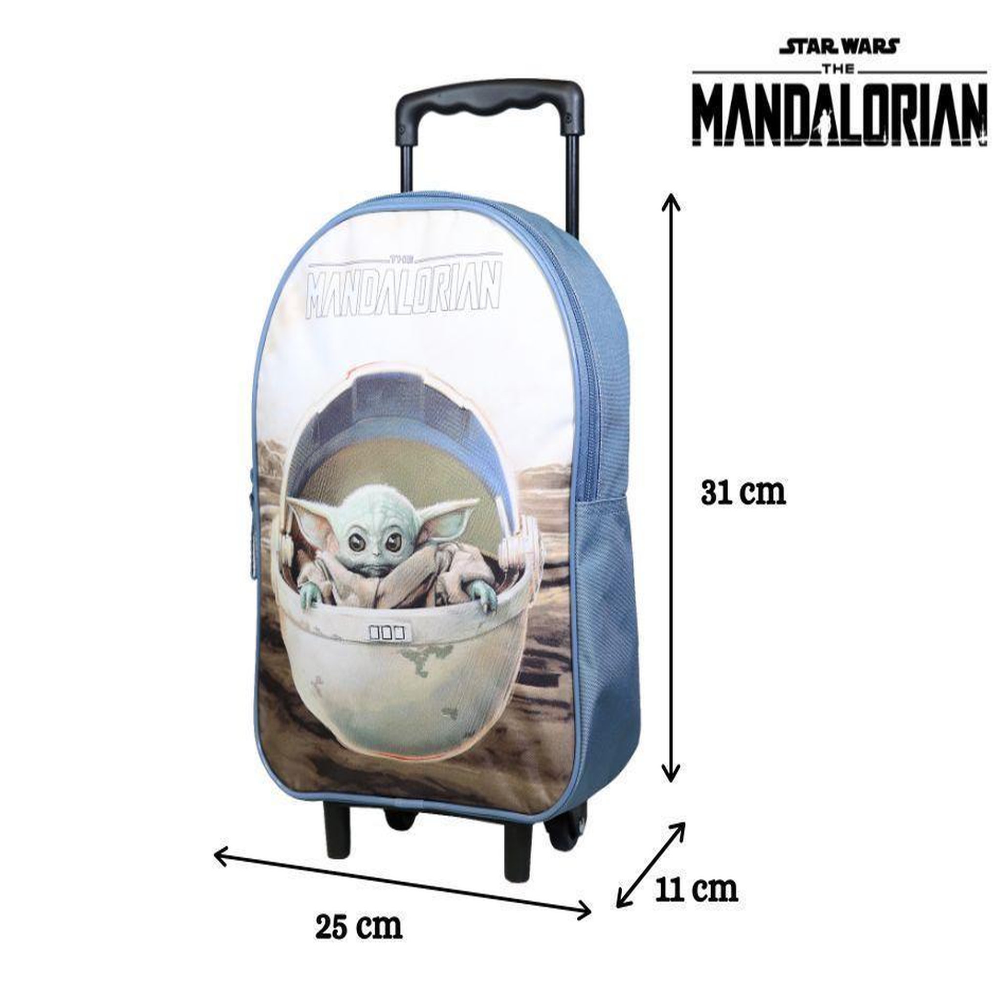 Voir la diapositive 5 : Bagtrotter BAGTROTTER Sac à dos à roulettes 31 cm Disney Star Wars / The Mandalorian Baby Yoda Beige