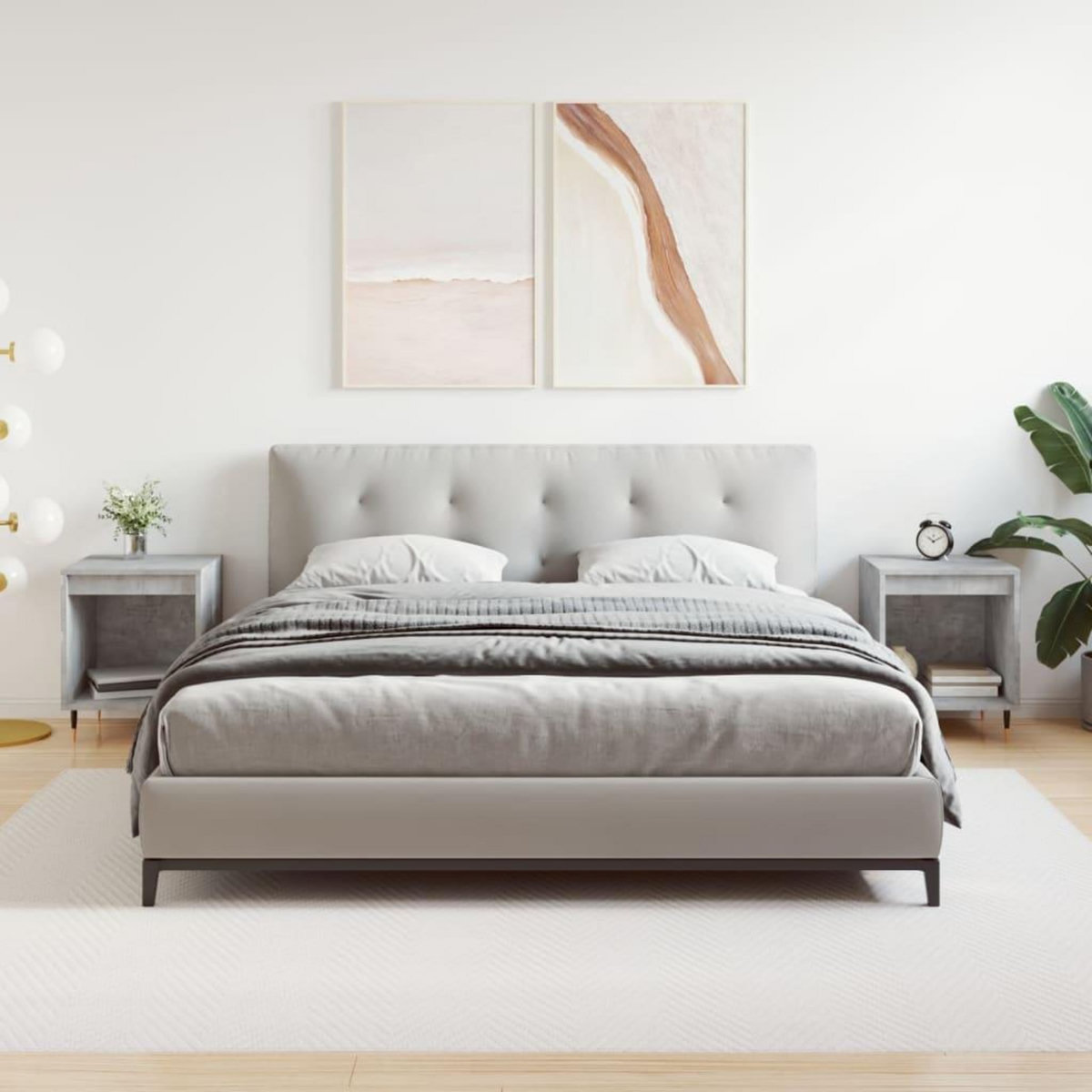 VIDAXL Tables de chevet 2 pcs gris beton 40x35x50 cm bois d'ingenierie