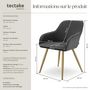 Voir la diapositive 6 : tectake Chaise de salle à manger rembourrée en velours côtelé gris anthracite/jaune or Lot de 6
