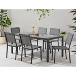 MARKET24 Ensemble repas de jardin : Table 160 cm + 6 chaises - Structure en aluminium - Gris anthracite