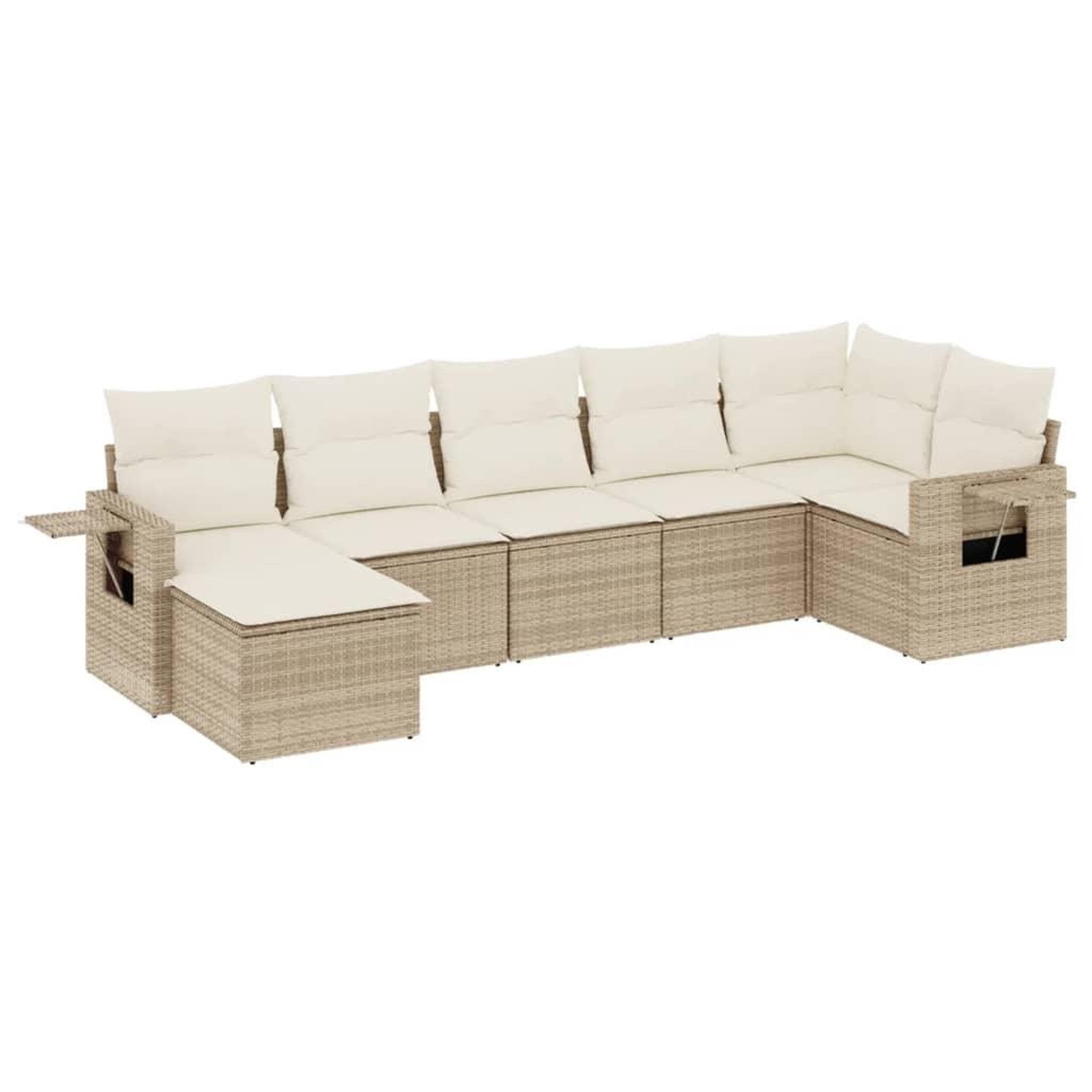 Voir la diapositive 2 : VIDAXL Salon de jardin avec coussins 7 pcs beige resine tressee