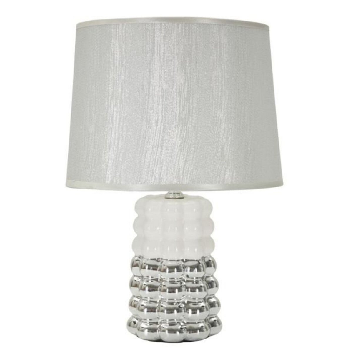 Paris Prix Lampe à Poser en Céramique  Lace  33cm Argent & Blanc