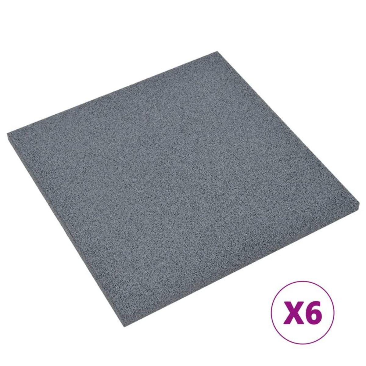 VIDAXL Carreaux de protection antichoc 6pcs Caoutchouc 50x50x3 cm Gris