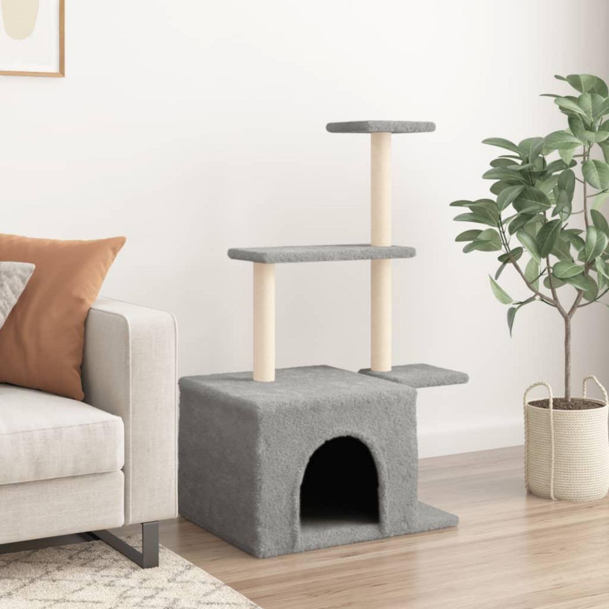 VIDAXL Arbre a chat avec griffoirs en sisal gris clair 110 cm
