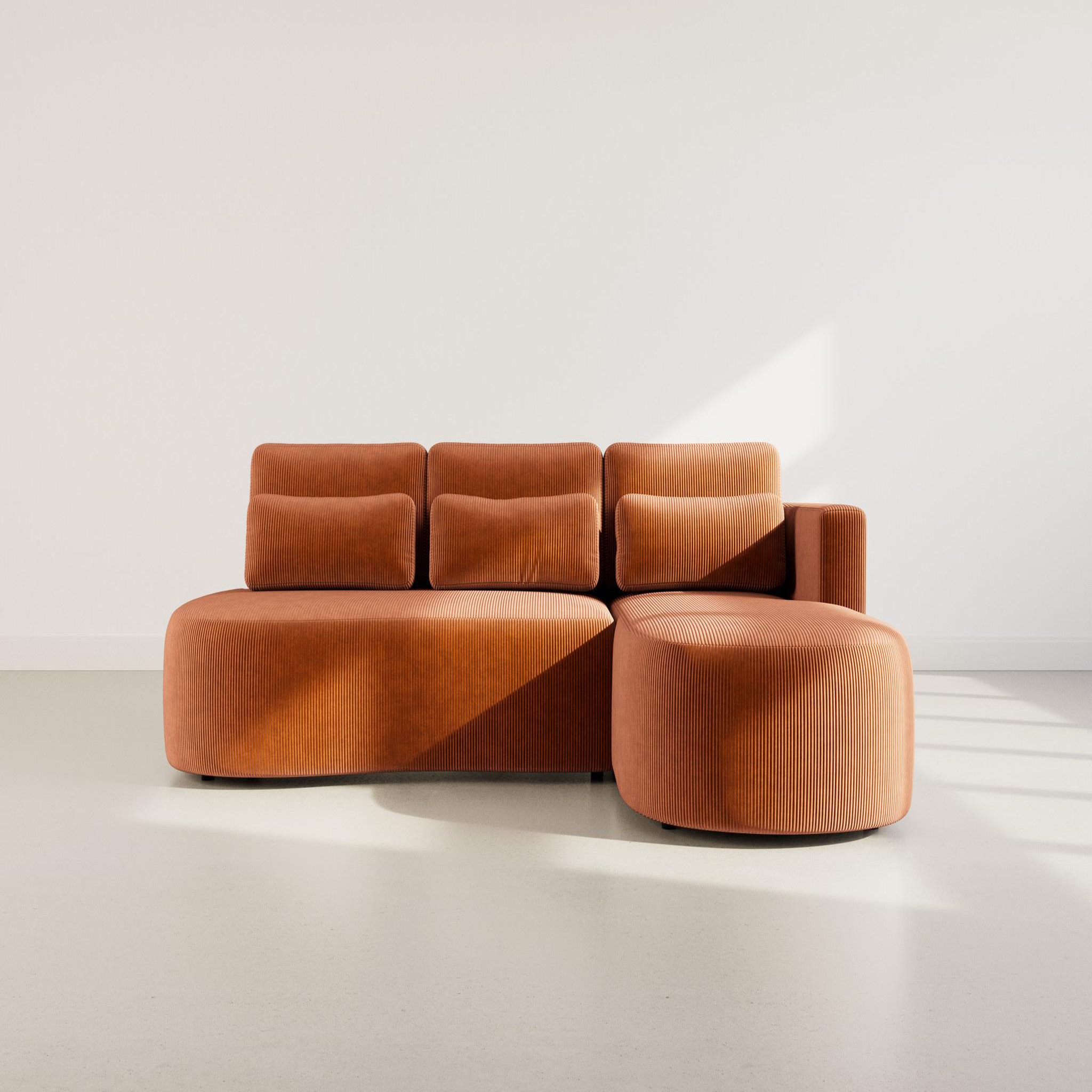 Voir la diapositive 5 : BEST MOBILIER Mahina - canapé d'angle droit 4 places convertible avec coffre en velours côtelé