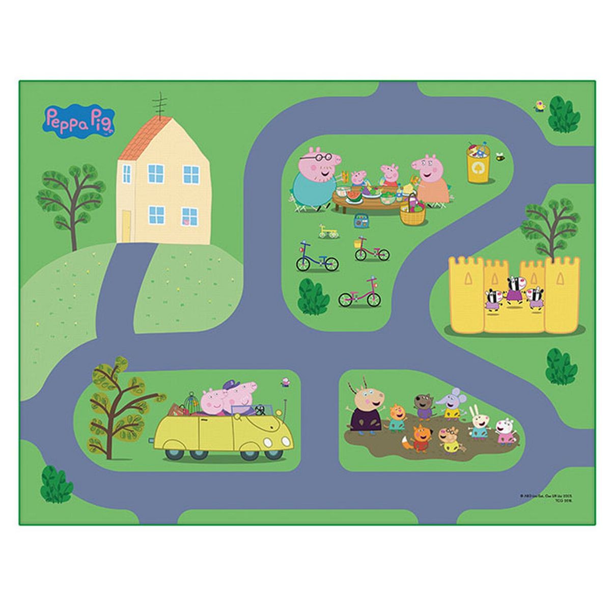 Méga tapis Peppa Pig avec véhicules et accessoires