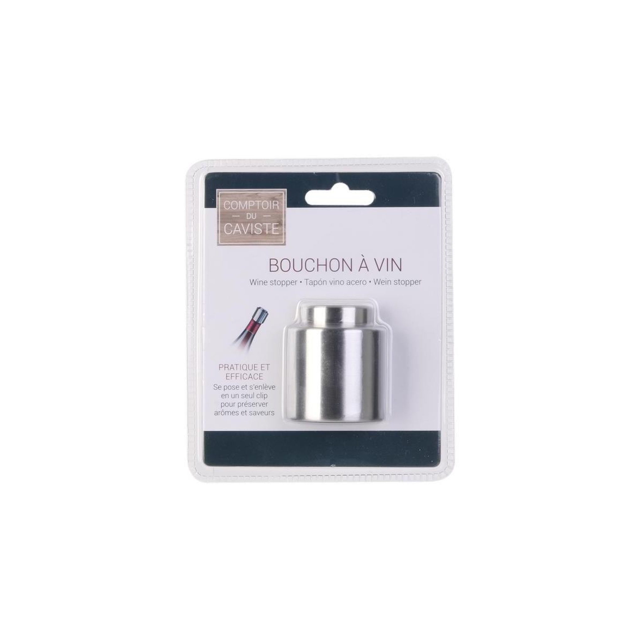 Voir la diapositive 2 : COOK CONCEPT Bouchon à vin en acier  bouteille  4cm argent