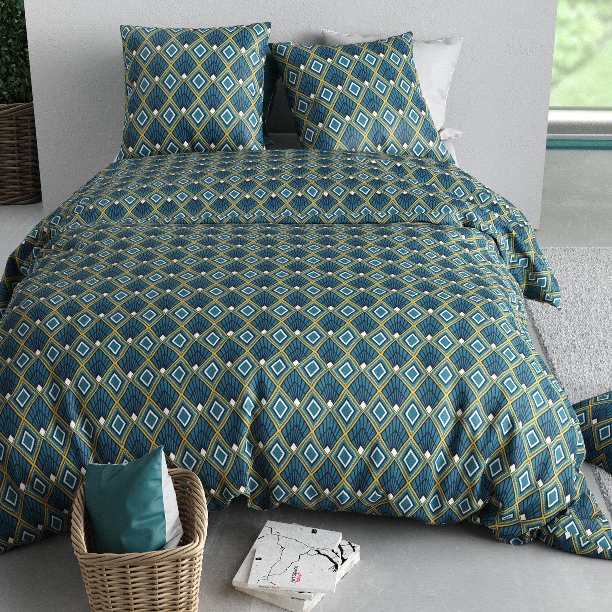 Voir la diapositive 3 : ATELIER DU COTON Parure housse de couette 100% coton 57fils triska