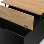 Voir la diapositive 6 : ID MARKET Table basse plateau relevable carrée ELEA avec coffre bois noir et façon hêtre