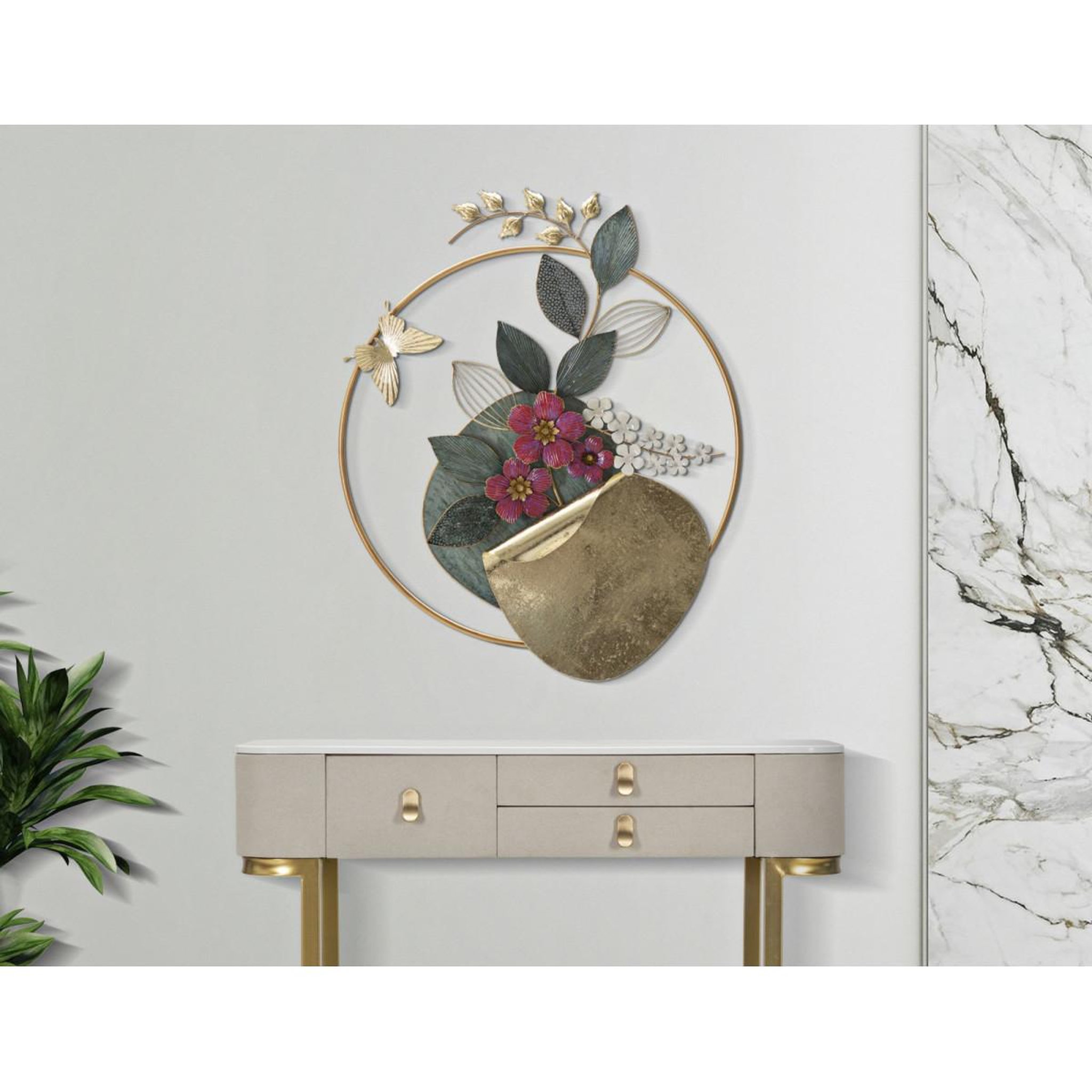 Voir la diapositive 5 : Paris Prix Décoration murale ronde en métal  gard  74cm multicolore