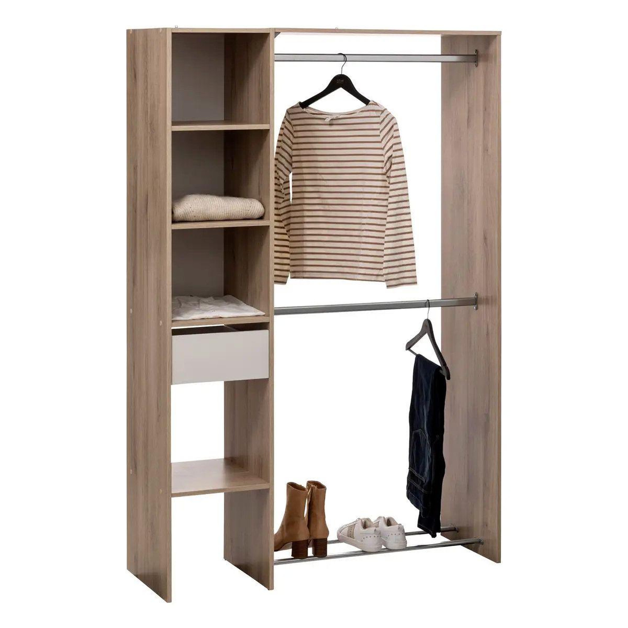 Voir la diapositive 2 : FIVE Dressing 2 penderies  dika  118cm naturel
