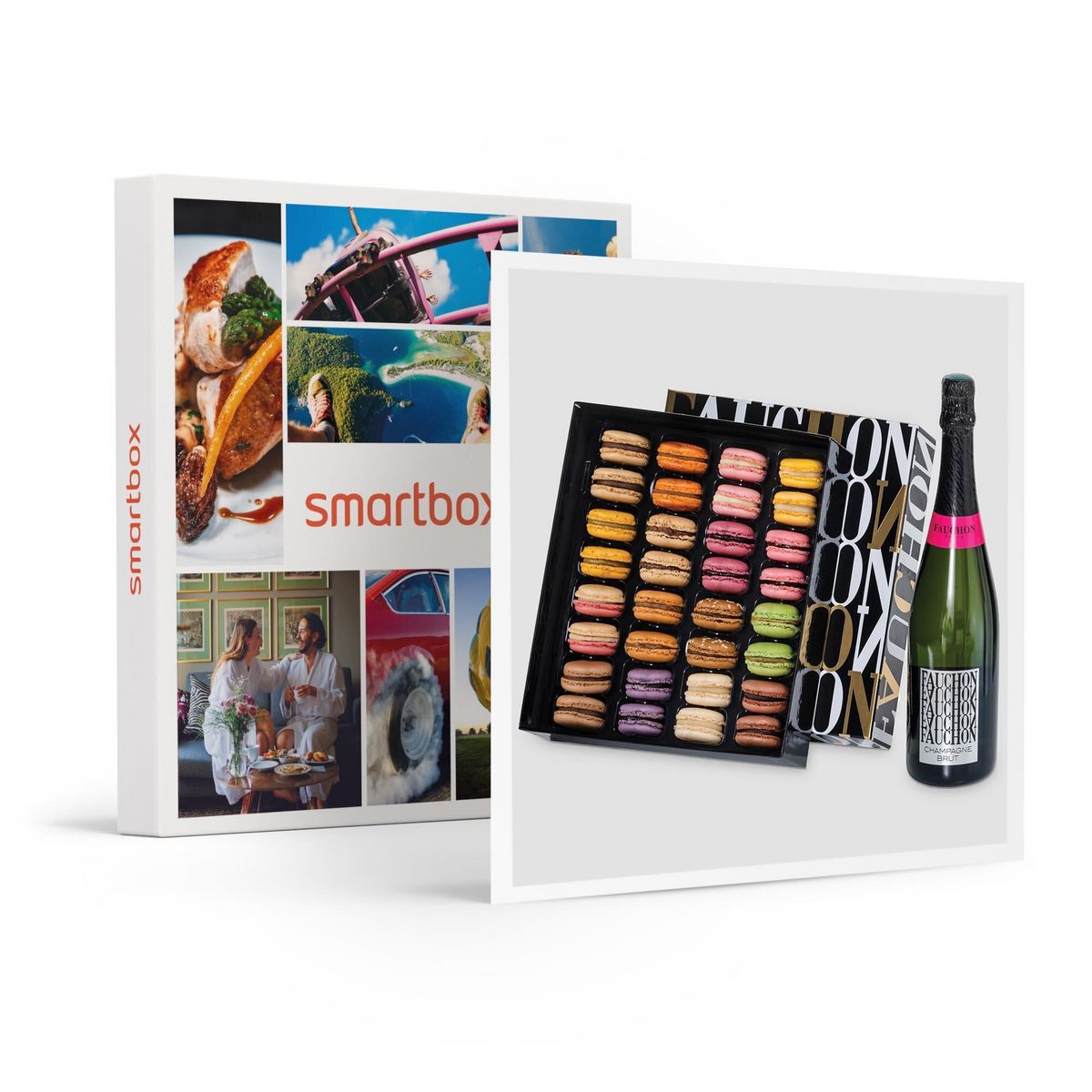 Smartbox Coffret signé Fauchon : 32 macarons avec bouteille de champagne livré à domicile - Coffret Cadeau Gastronomie