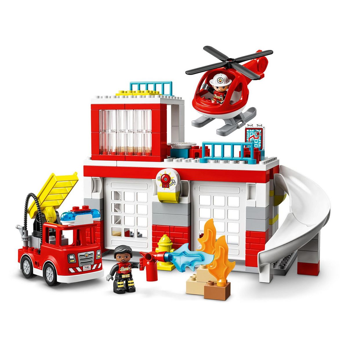 LEGO DUPLO 10970 La Caserne et l&rsquo;Hélicoptère des Pompiers, Jeu de Construction Enfants