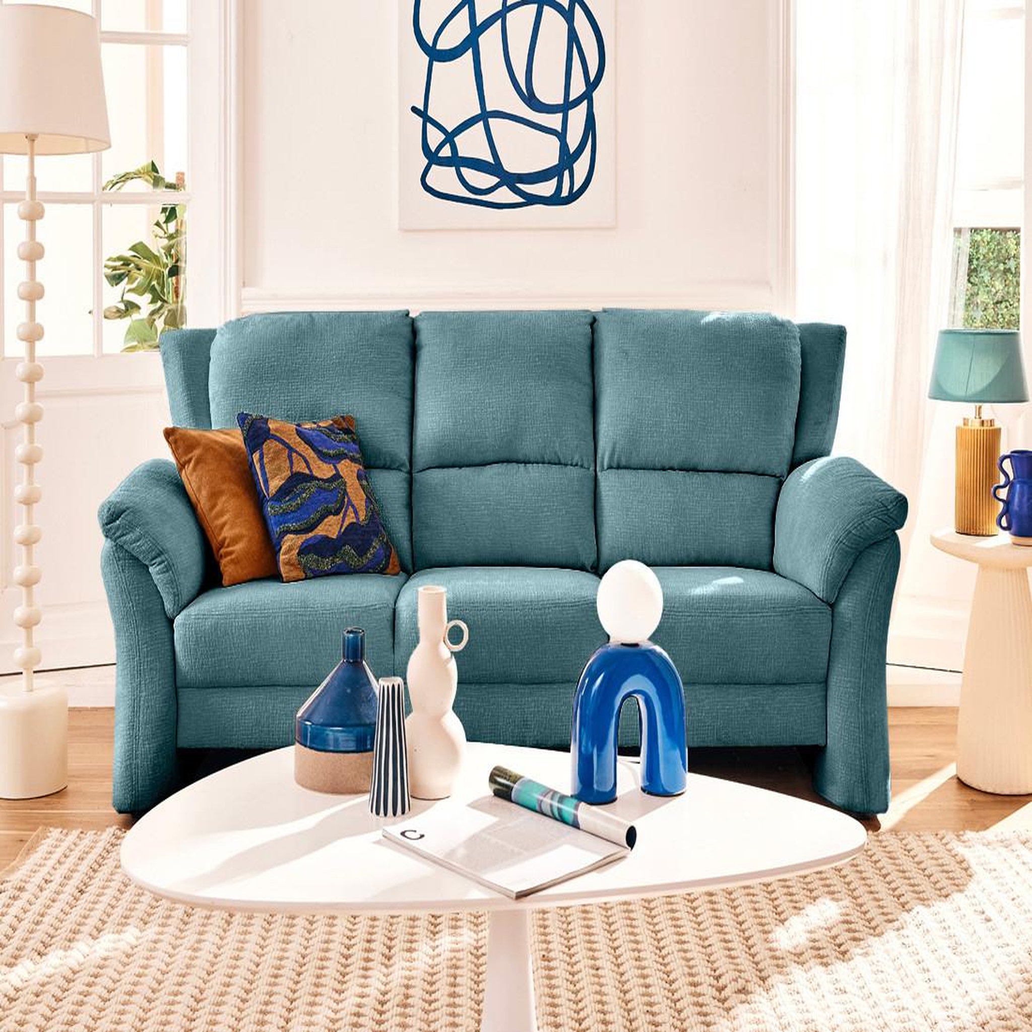 Voir la diapositive 1 : LISA DESIGN Bastille - canapé droit 3 places en tissu velours relief