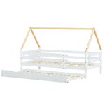 MERAX Lit gigogne 90x200(90x190)cm bois coloris blanc+naturel