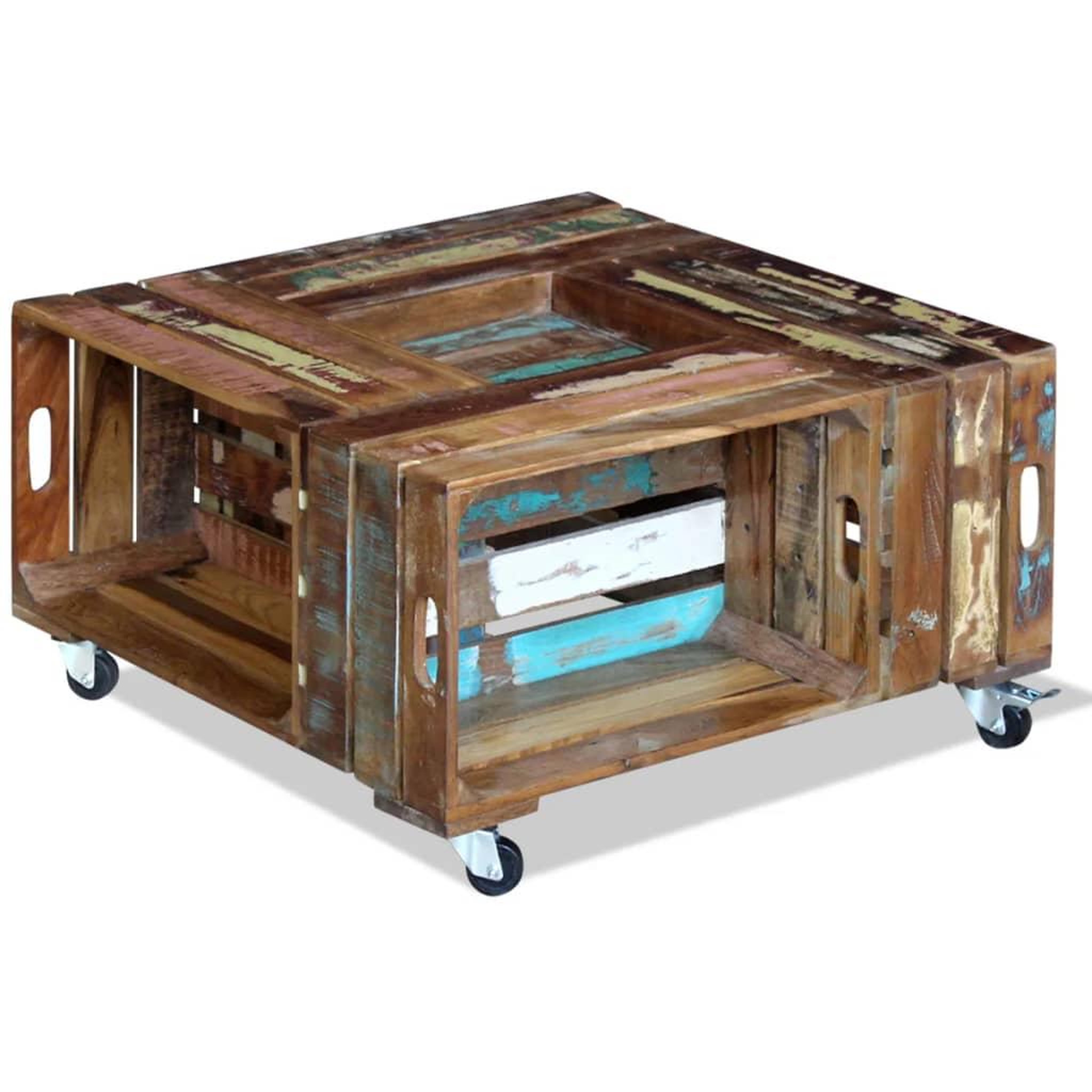 Voir la diapositive 4 : VIDAXL Table basse bois de recuperation massif 70x70x35 cm