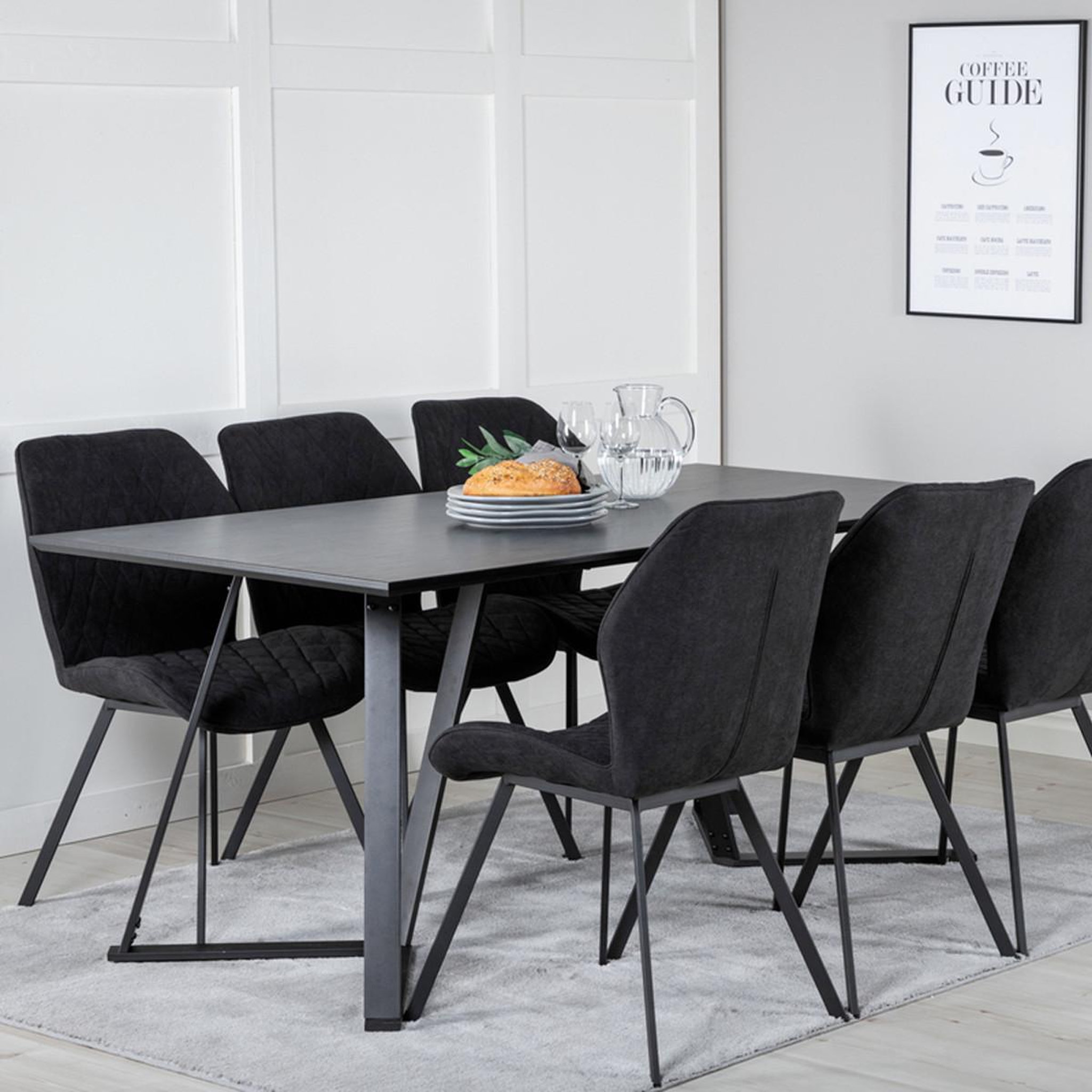 Voir la diapositive 5 : Paris Prix Ensemble table à manger & 6 chaises  marina & gemma  180cm noir