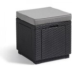 ALLIBERT by KETER Table-pouf de jardin Keter - ALLIBERT by KETER - Cube avec coussin - Gris graphite - 47,1 L