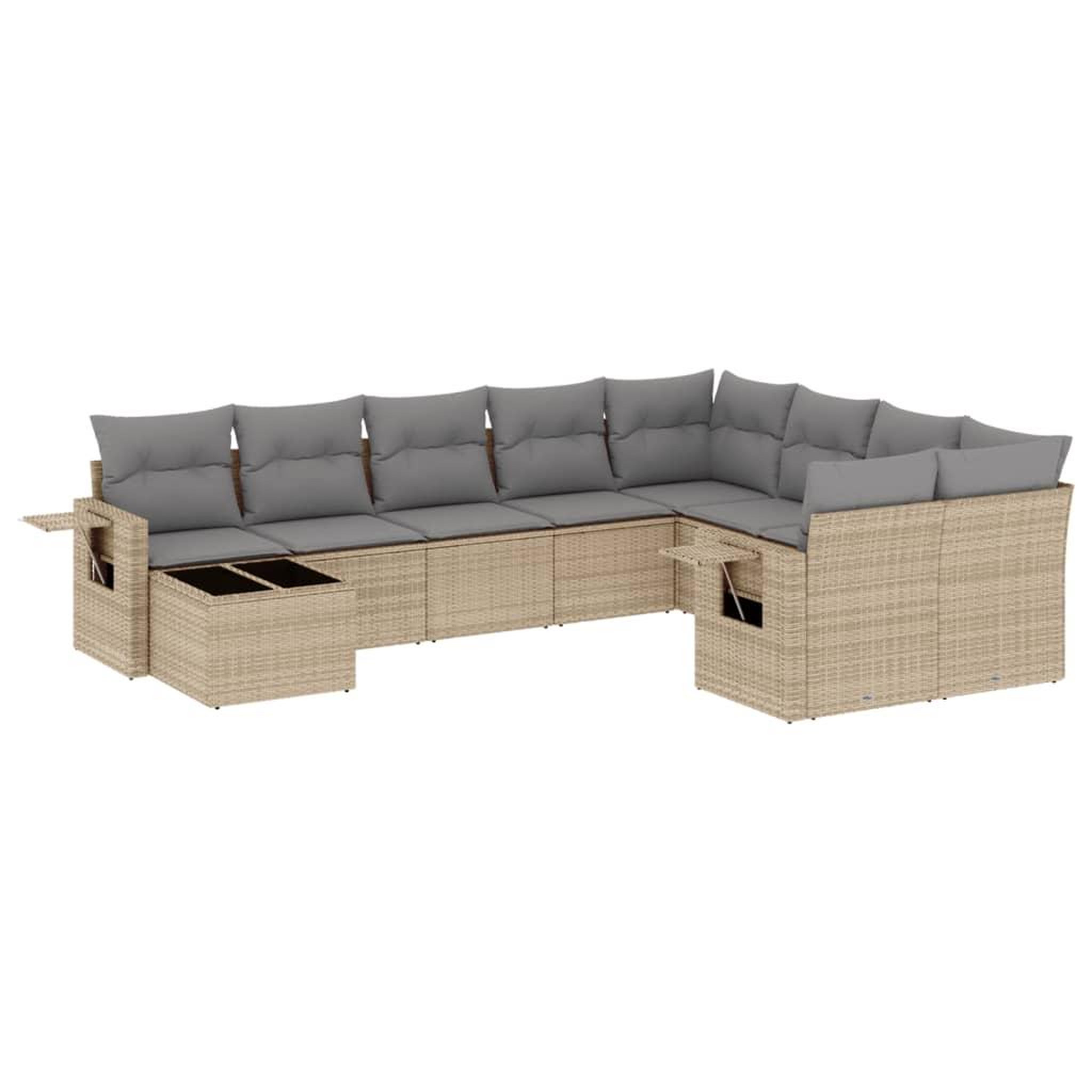 Voir la diapositive 2 : VIDAXL Salon de jardin avec coussins 10 pcs beige resine tressee