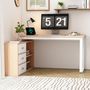 Voir la diapositive 4 : MERAX Bureau d'angle 147 cm coloris naturel+blanc mdf et métal
