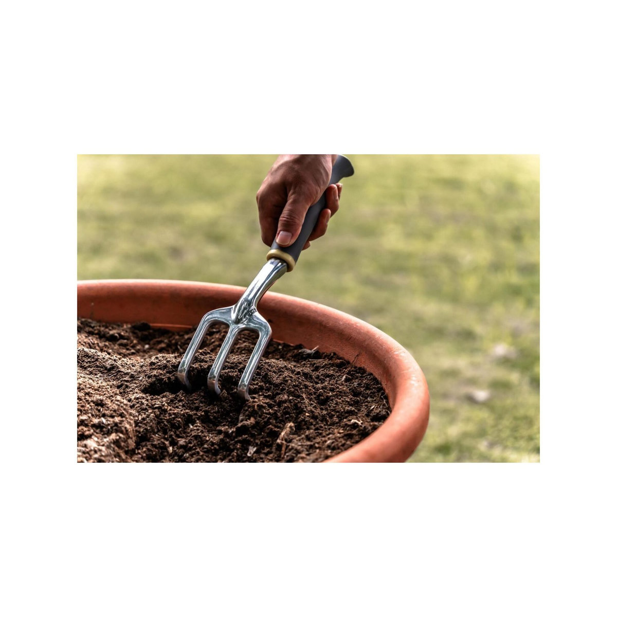 SUAN Lot de 3 outils de jardin - Suan - Fourche, râteau à fleurs et transplantoir - En aluminium