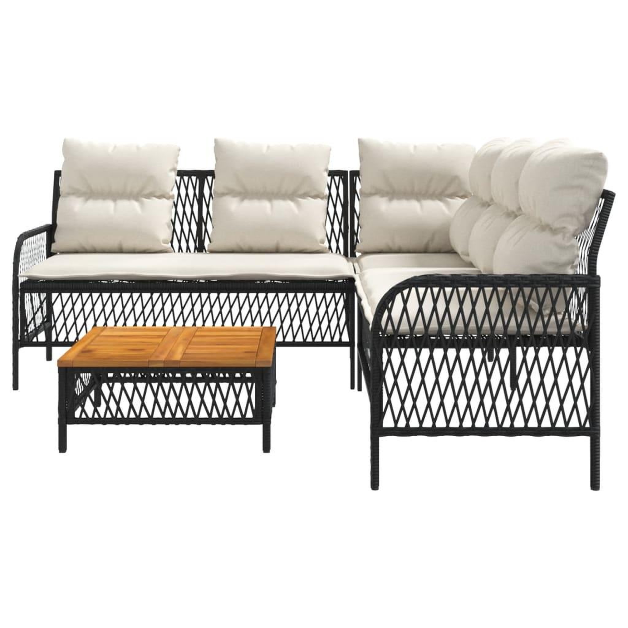 Voir la diapositive 5 : VIDAXL Canapes de jardin 2 pcs avec coussins Noir Resine tressee