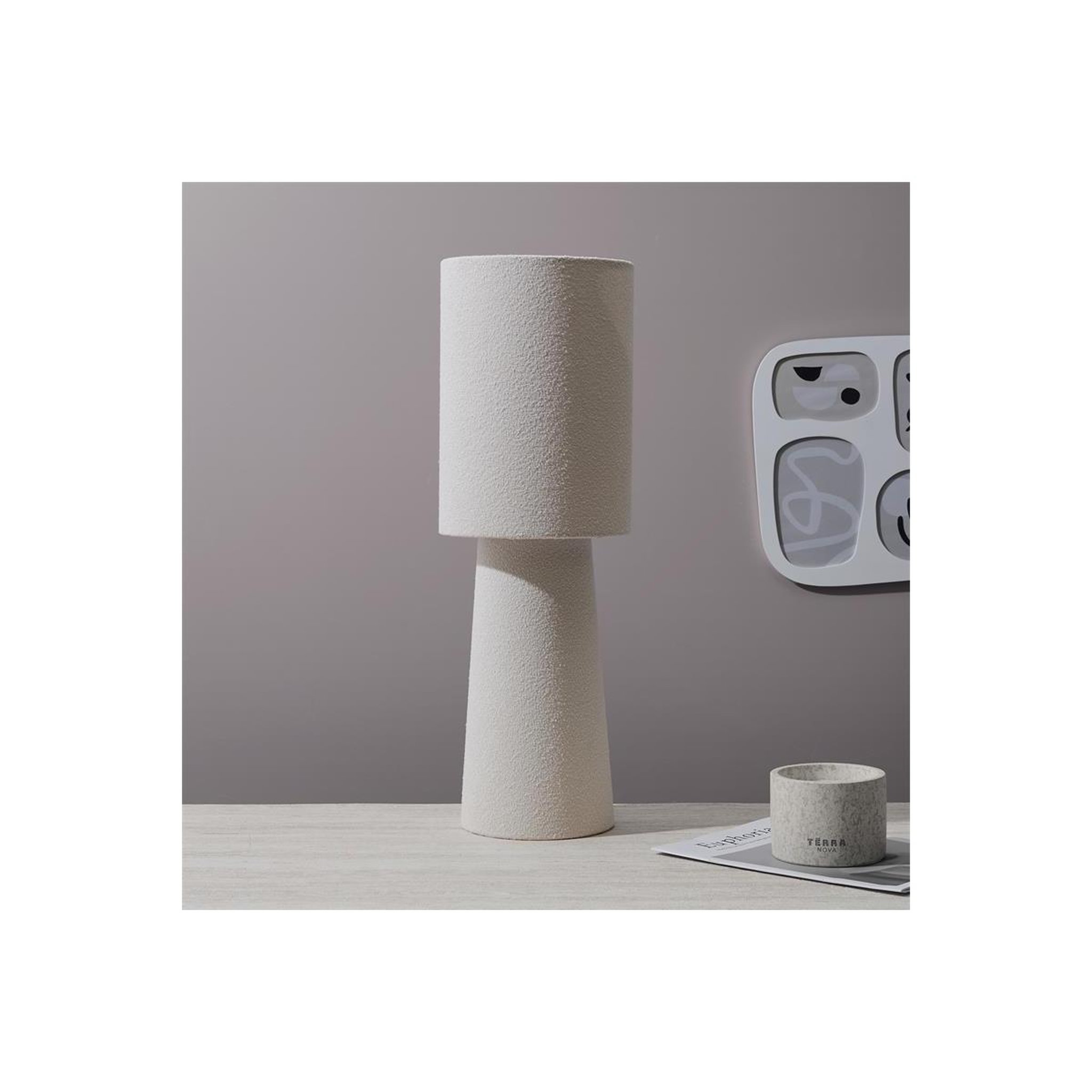 Voir la diapositive 2 : The Home Deco Factory Lampe à poser bouclette  angye  58cm crème