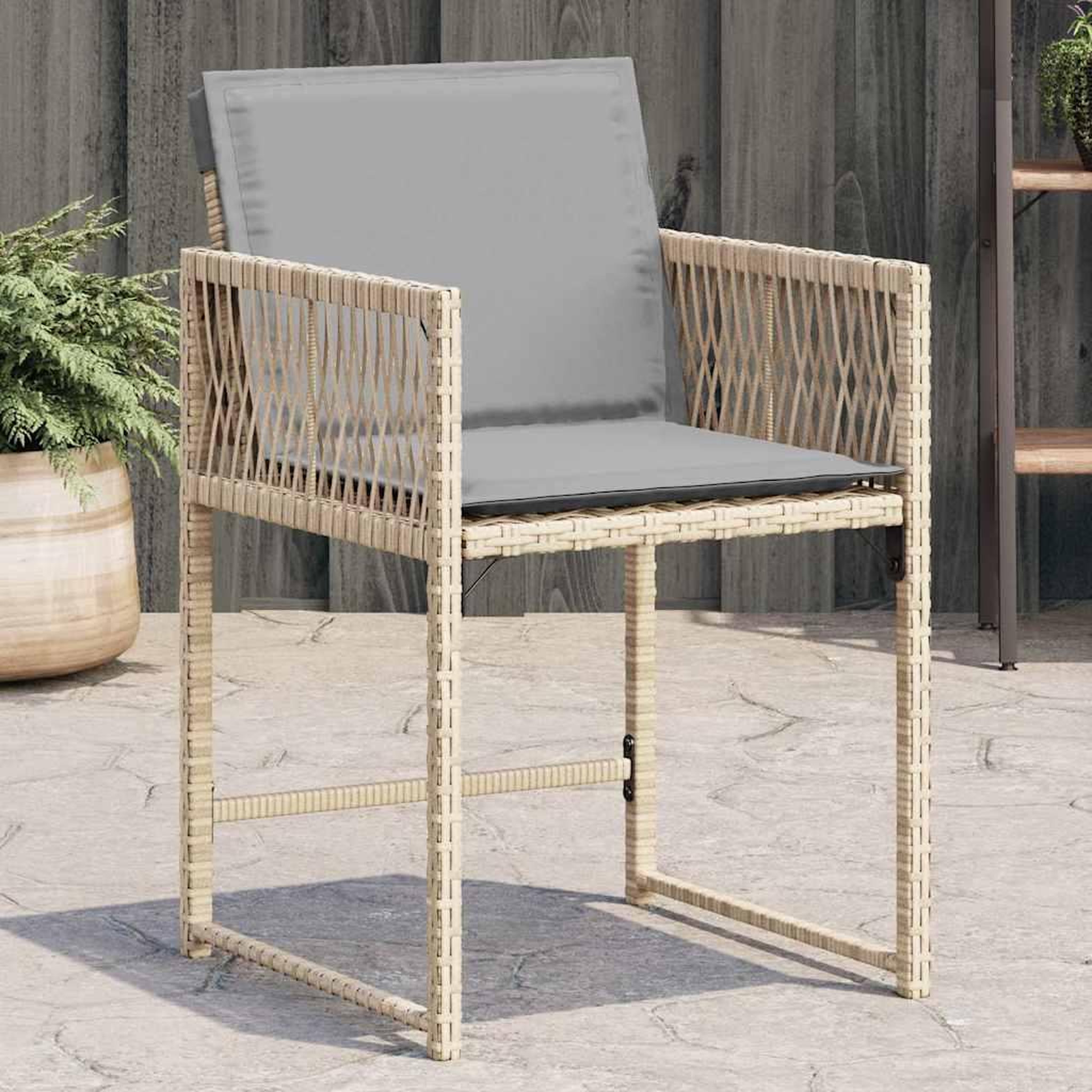 VIDAXL Chaises de jardin avec coussins lot de 4 melange beige