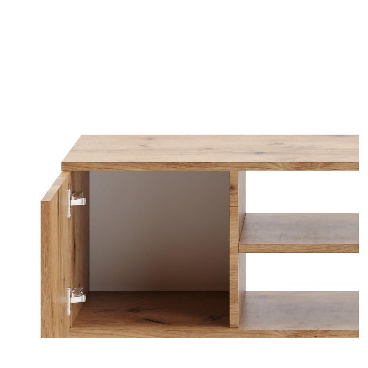 KOBI Meuble TV Focus en Bois 155cm avec Étagère et Armoires Verrouillables