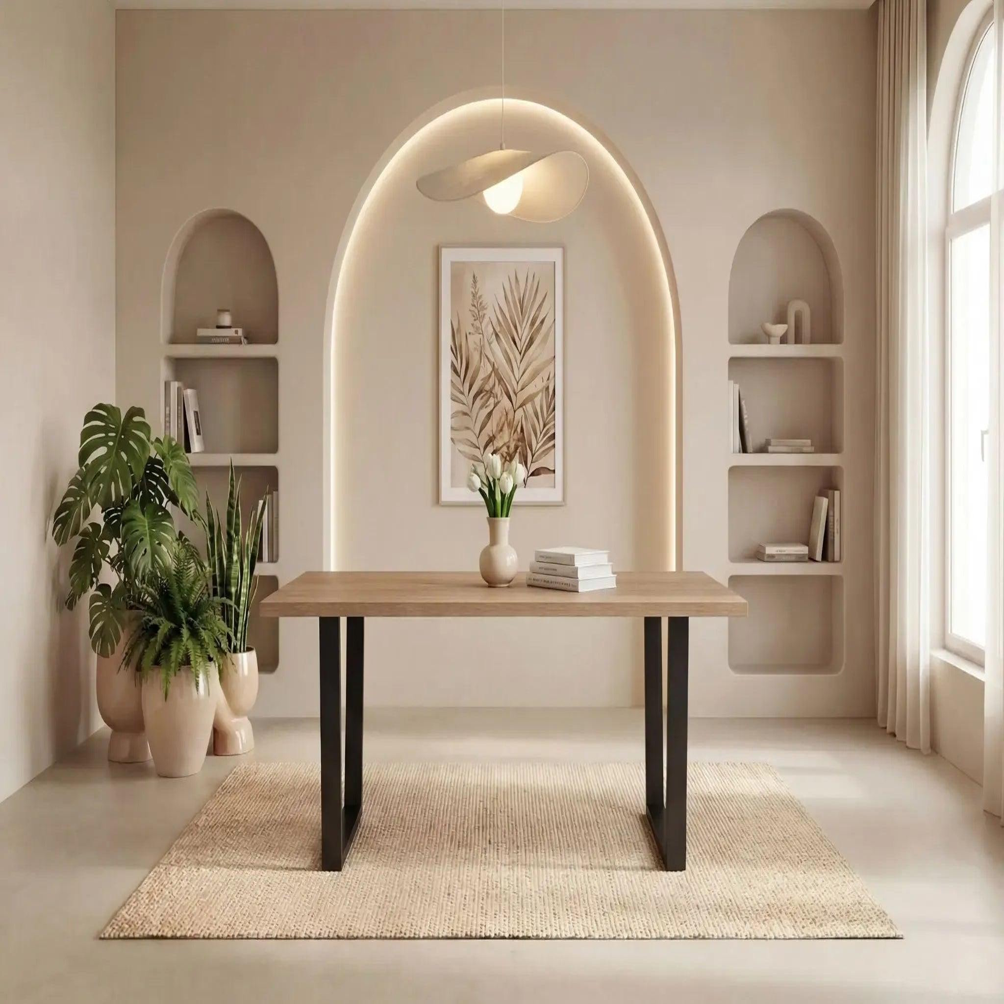 Voir la diapositive 2 : CASANOVA PARIS Neva - table à manger rectangulaire 180cmpieds en métal noir - chêne clair