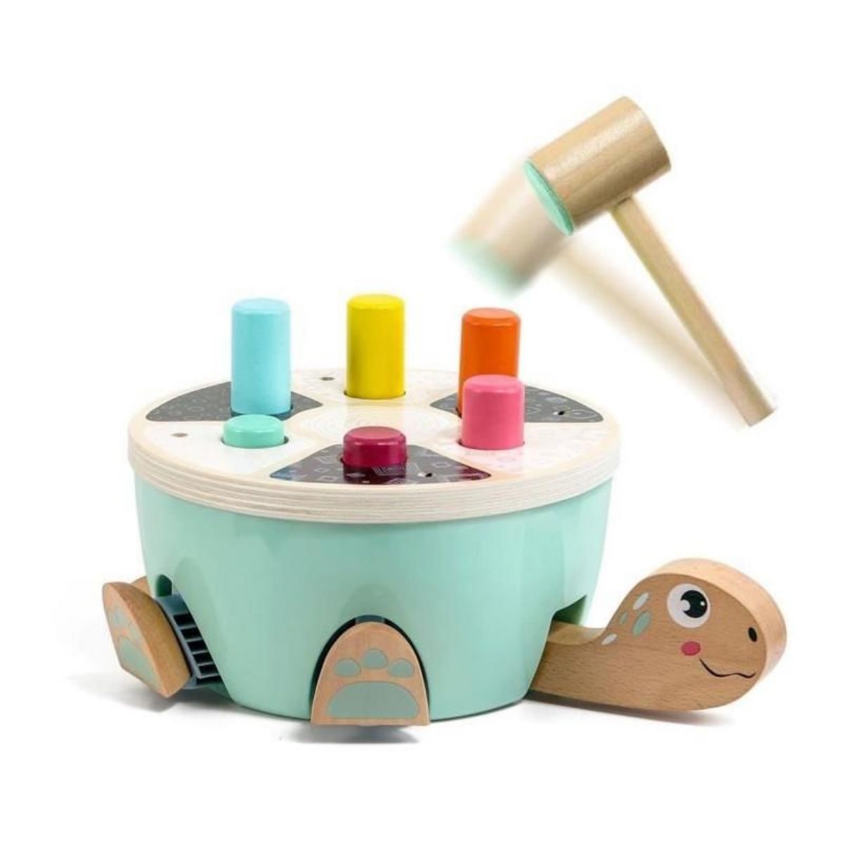 TOPBRIGHT Jeu de Tape-Tape Tortue - TOP BRIGHT - Bâtons Colorés - Marteau en Bois - Pattes - Tete - Queue