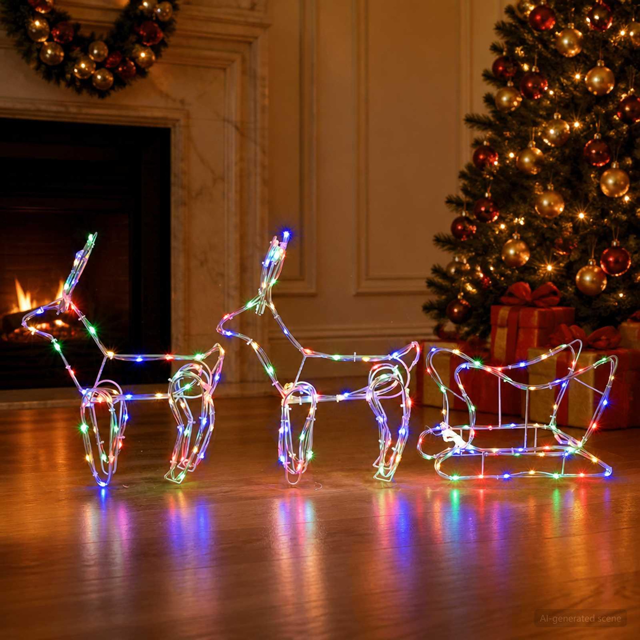 Voir la diapositive 4 : VIDAXL Decoration de Noël en renne et traîneau LOVIISA 240 LED