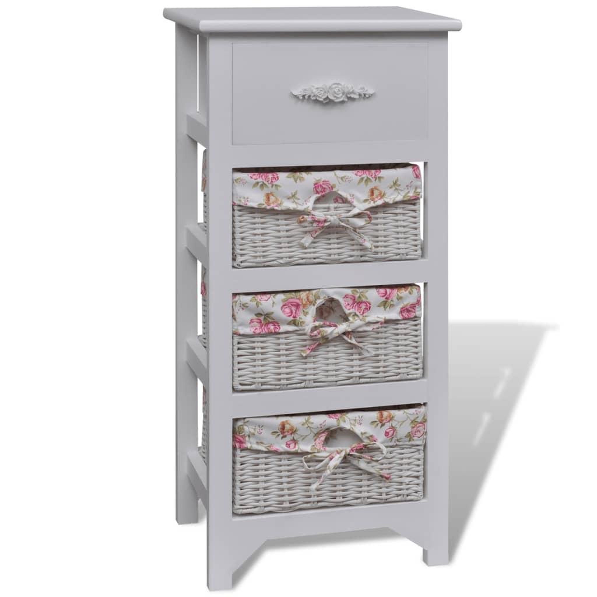 Voir la diapositive 2 : VIDAXL Armoire avec 1 tiroir et 3 paniers Blanc Bois de Paulownia