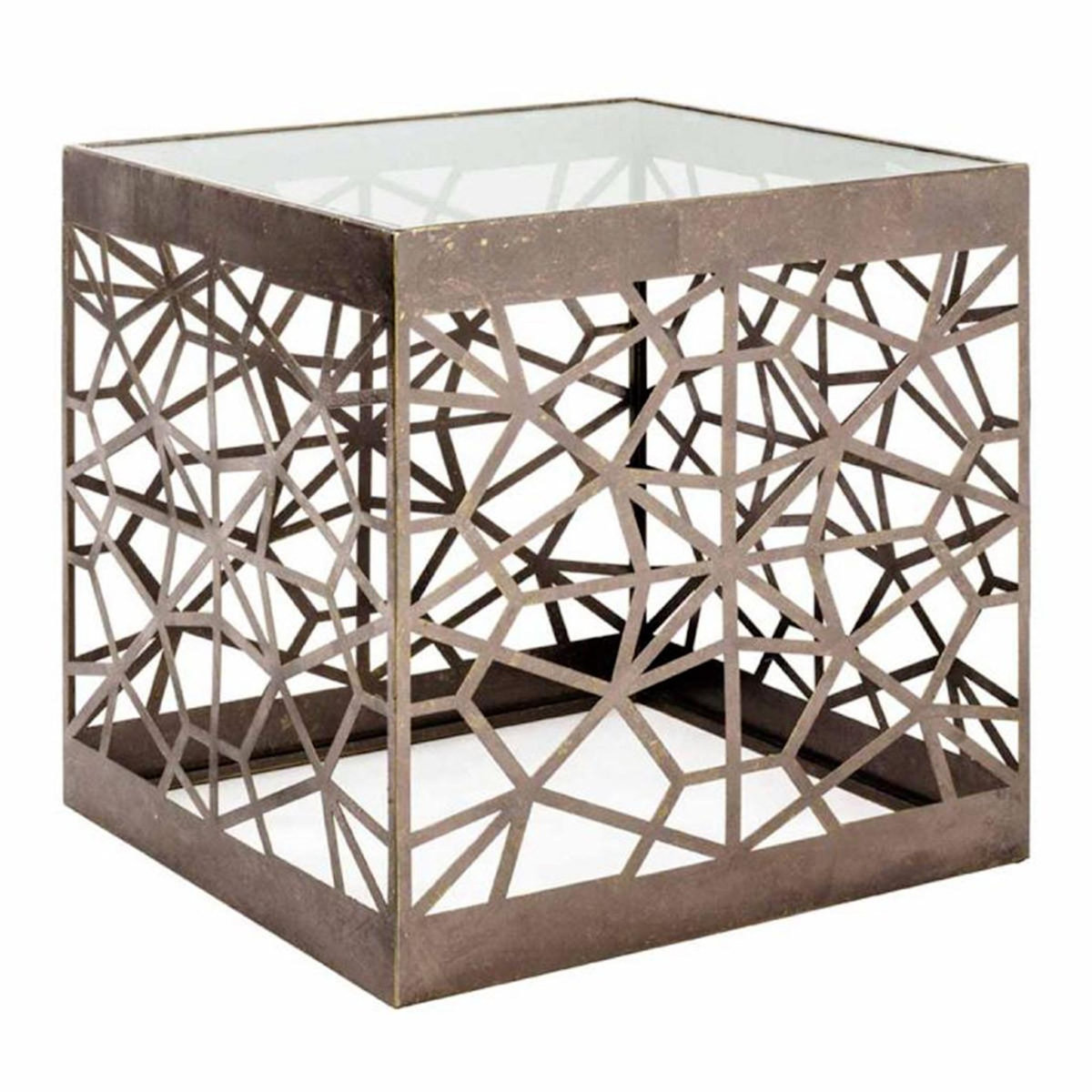 Paris Prix Table d'Appoint Carrée en Verre  Tiago  50cm Bronze