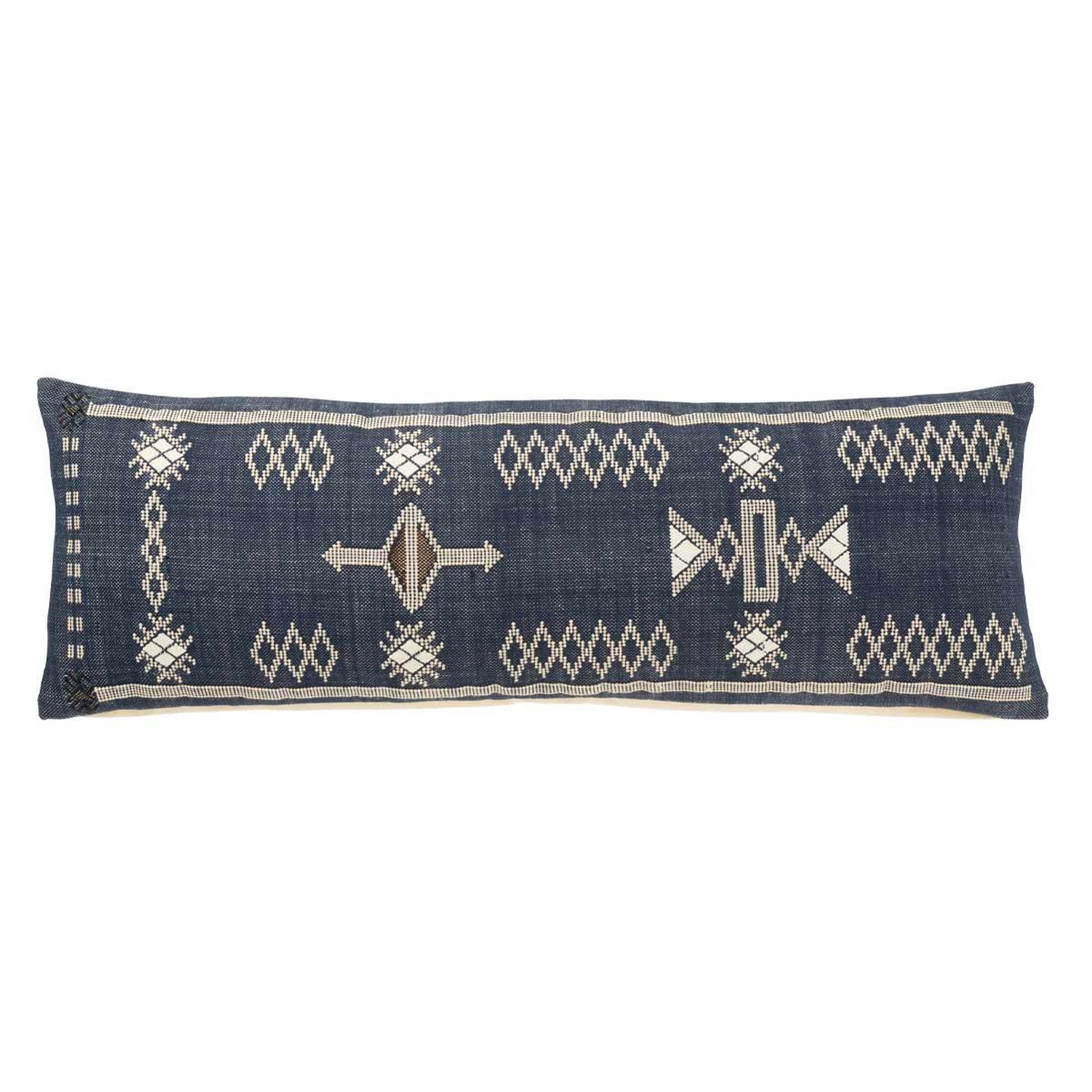 J-LINE Coussin déco en coton  ethique  35x100cm bleu foncé