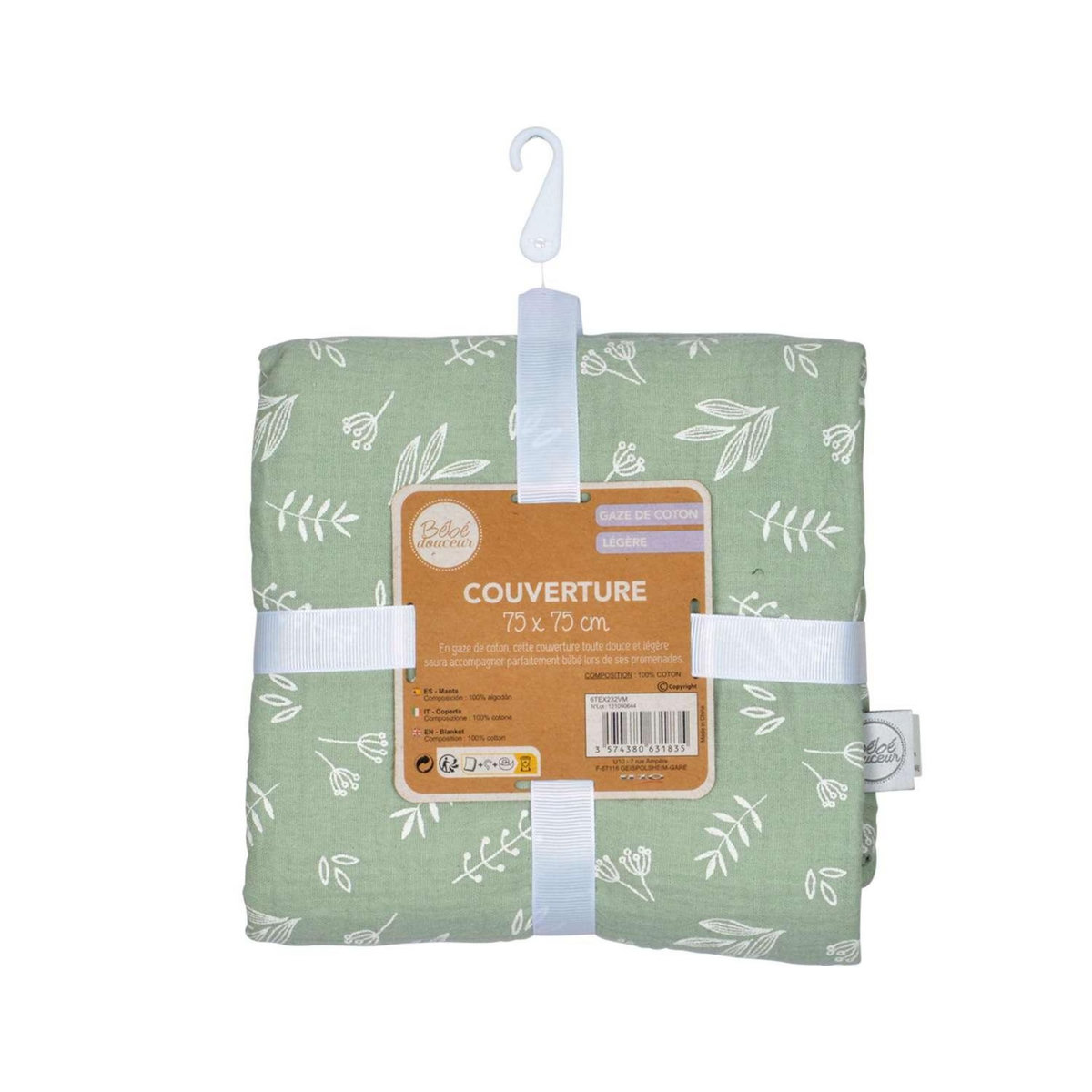 BEBE DOUCEUR Couverture en gaze de coton imprimée