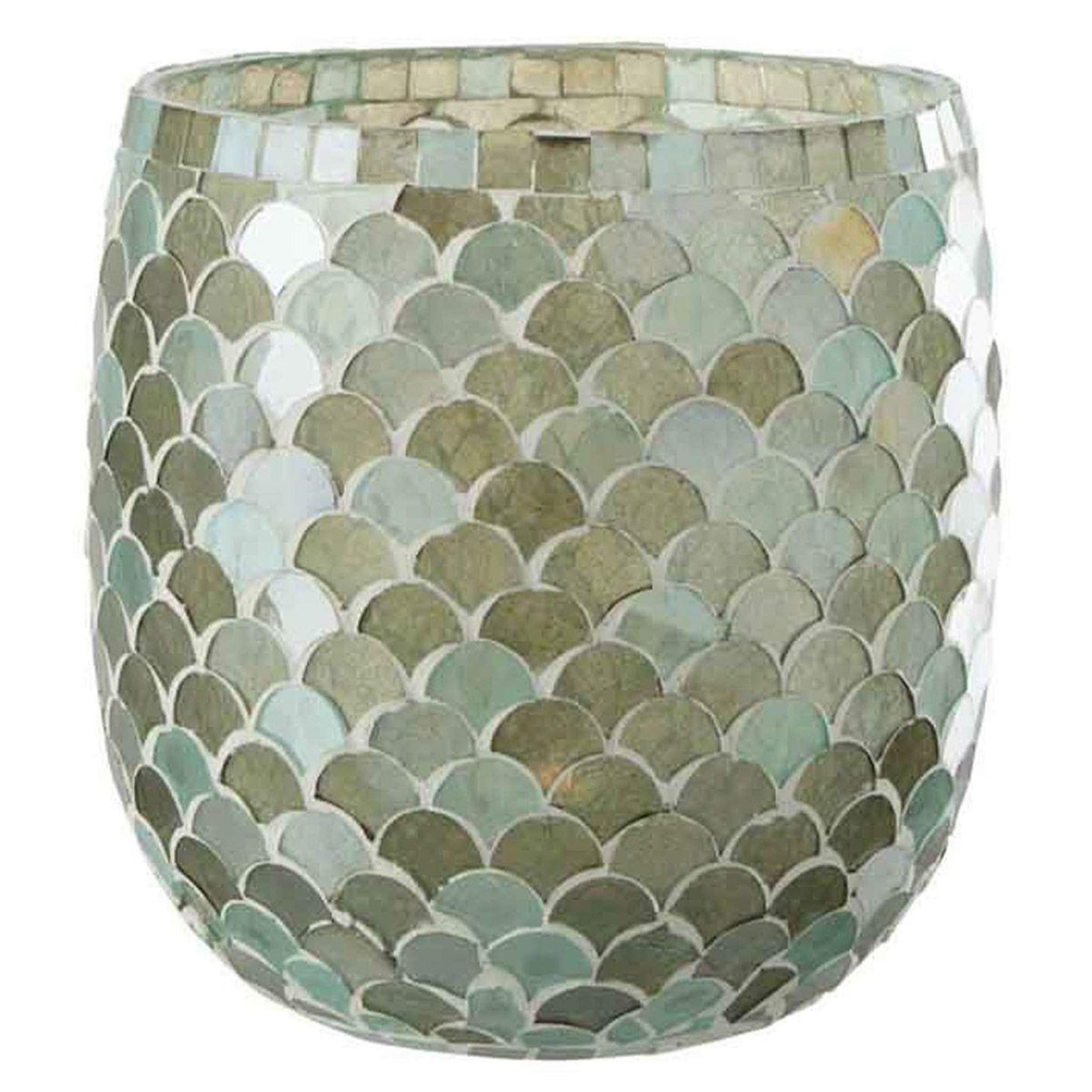 Voir la diapositive 1 : J-LINE Photophore Design  Mosaïque  16cm Bleu Azur